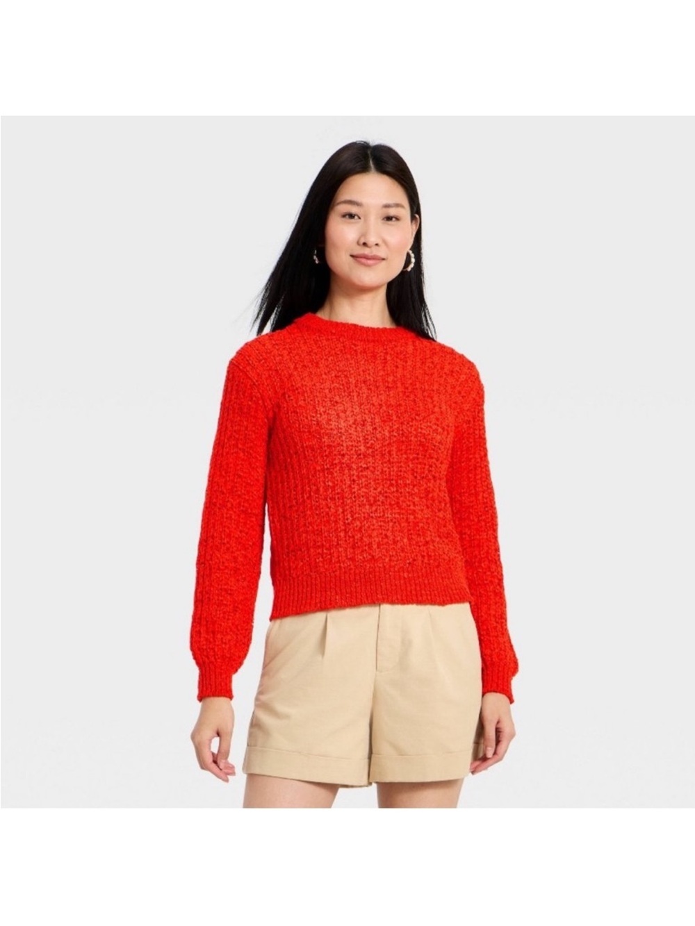 Women’s Pullover Sweater Tape Yarn Red